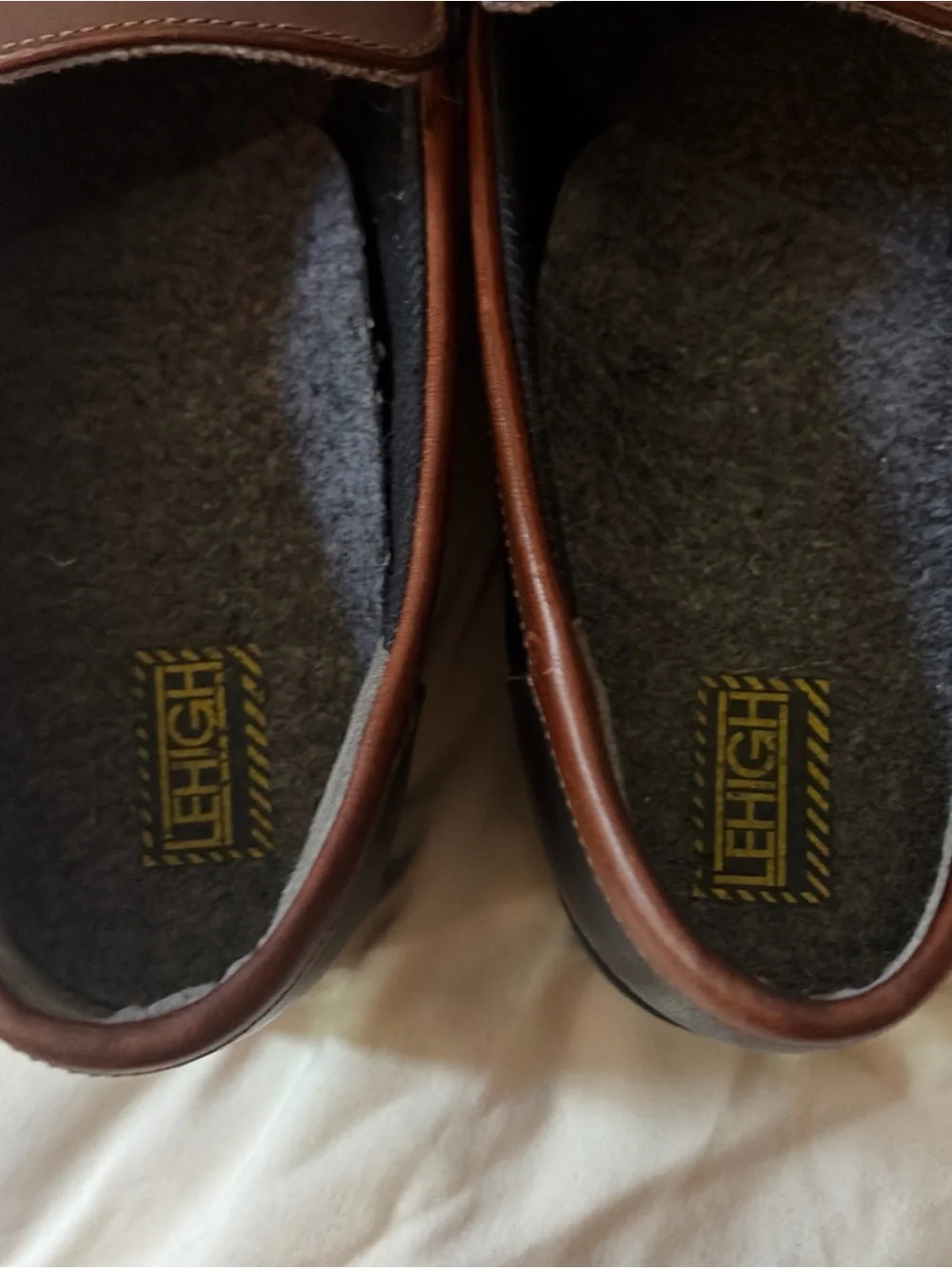 Vintage Lehigh Two-Tone Leather Steel Toe Penny Loafers Corpcore 9.5